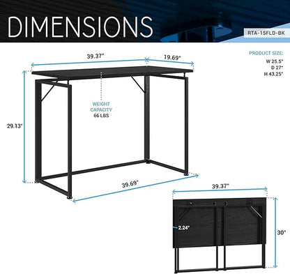 Techni Mobili Space Saving Folding Desk, Black