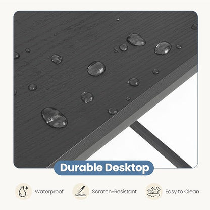 DUMOS 55 Inch L Shaped Desk, Computer Gaming Corner Desks with Shelves | Home Office PC Table, Writing Working Study Desk for Bedroom Dorm, Reversible Design, Black
