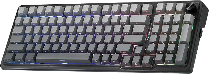 Redragon K686 PRO Wireless RGB Gasket Gaming Mechanical Keyboard, Easy Knob | Multi-Function Control Wheel, 0-Delay Tri-Mode, Cushioned 5-Layer Noise Dampening for Creamy Thocky Sound, Practical 98 Keys