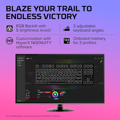 HyperX Alloy Origins Core - Tenkeyless Mechanical Gaming Keyboard, Software Controlled Light & Macro Customization, Compact Form Factor, RGB LED Backlit, Linear HyperX Red Switch,Black