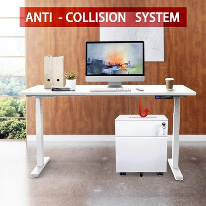 AIMEZO 71" W Standing Desk Frame, Dual Motor Electric Height Adjustable Sit Stand Desk Frame with 4 Memory Preset Button, USB Charging Port for Home Office (3 Tier Legs, White)