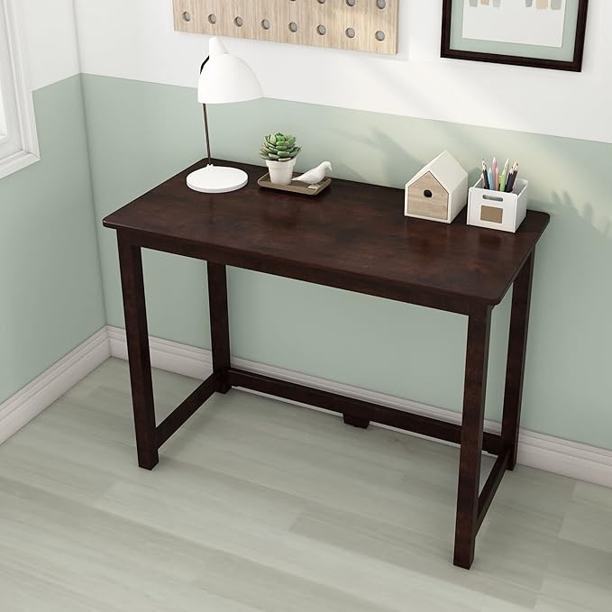 Max & Lily Solid Wood Desk, 40 Inches, Espresso