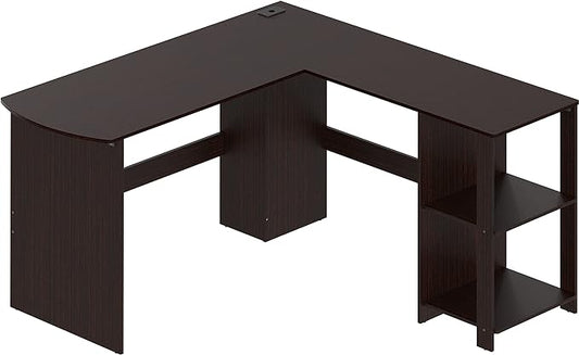 SHW L-Shaped Home Office Wood Corner Desk, Espresso