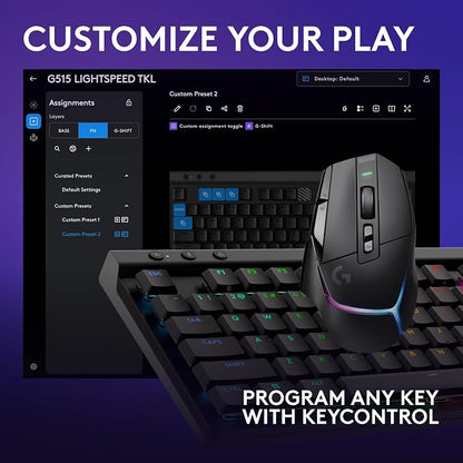 Logitech G502 X Plus Lightspeed Wireless Gaming Mouse + G515 TKL Wireless Gaming Keyboard (Tactile) Bundle: Black