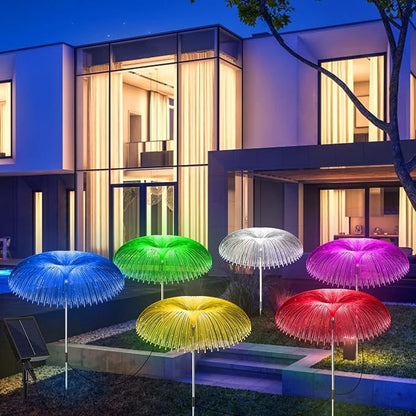 Solar Garden Lights 7 Color Changing Warm White Jellyfish lamp Decor | 6 sets is more cost-effective， Enlarged solar Panel，12Hour All-Night Glow IP65 All Weather Proof，Dusk-to-Dawn Auto Sensor