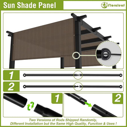 15' × 20' Pergola Shade Cover Universal Replacement Canopy Cover Outdoor Durable Fabric Sun Shade Cloth for Deck Patio Porch Backyard Gazebo with Grommets & Weighted Rods, Brown