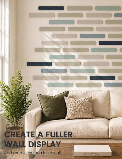 Fluxynara 13" x 2" Felt Wall Panels, Ocean Gradient | 5-Pack Cork Board Alternative with 35 Push Pins, Adhesive Mounting for Bedroom Door or Home Office