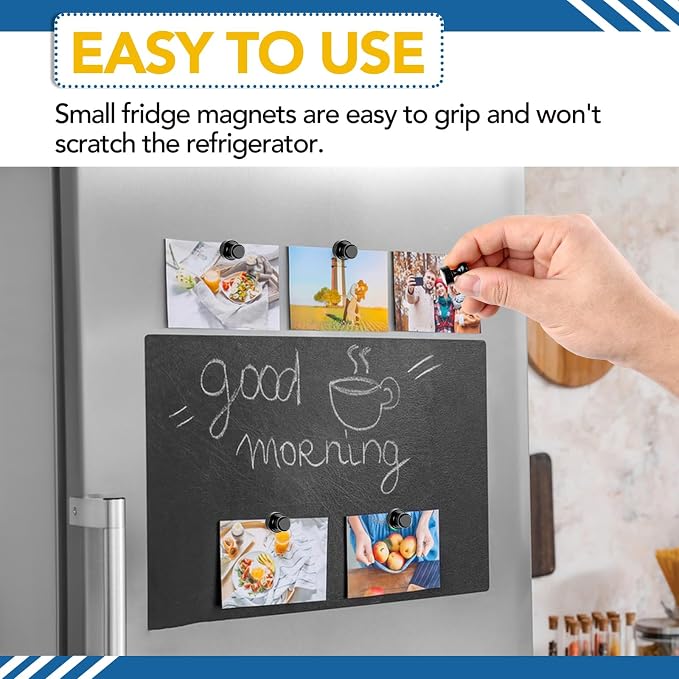 LOVIMAG Fridge Magnets 28Pcs, Magnet for Refrigerator Whiteboard, Black | Small Strong Neodymium Metal Cute Push Pin for Classroom, Kitchen, Accessories Decorative, Office, Calendar