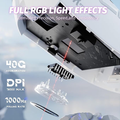ATTACK SHARK X68 HE 60% Wired RT 8K Keyboard and Wireless R1 Mouse-White | Adjustable Actuation,Hall Effect Mechanical Magnetic Switch,Coiled Cable,USB C/2.4Ghz/BT Ultralight 18K DPI Mice for PC Gamer