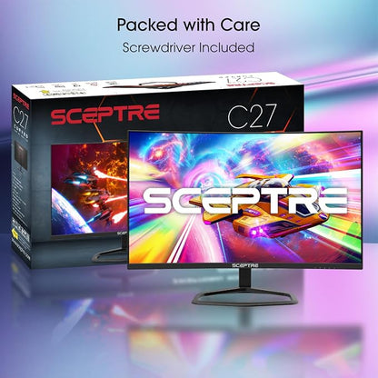 Sceptre New 27-inch Curved Gaming Monitor FreeSync 240Hz Plus DisplayPort HDMI 1ms 99% sRGB Build-in Speakers, R1500 Machine Black 2025 (C275B-FWT240 Series) | 27 Va Curved FHD 1080p, 1ms Mprt, Amd Freesync Premium, Built-in Speakers