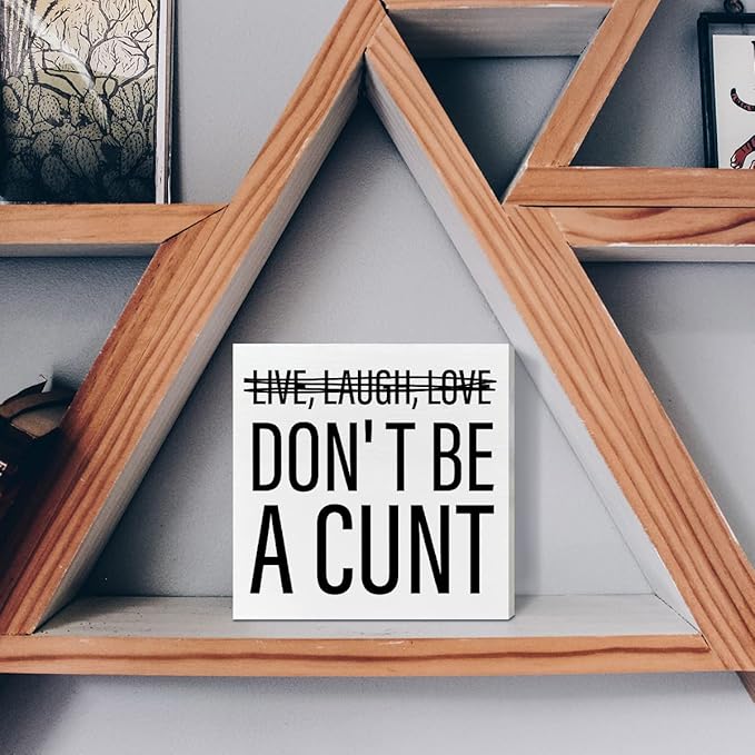 Home Office Desk Wooden Box Sign Decor, Live Laugh Love, Funny Desk Decor Humour Desk Decorations for Women Men Office