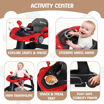 6-in-1 Foldable Baby Walker Activity Center Bouncer Rocker 6-18 Mons