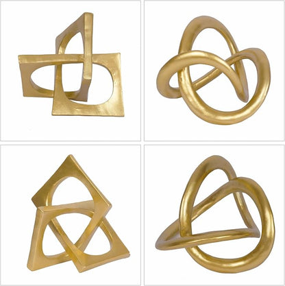 Modern Geometric Round Sculpture Gold Knot Statue Decor Tabletop Sculpture and Figurines Round Decorative Ornaments Knick Knacks Home Decor for Shelves Coffee Table Bookshelf Decoration Gifts
