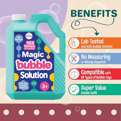 33 OZ Iridescent Bubble Solution Refill | Non-Toxic Pre-Mix Bubble Refill Solution No Mixing or Measuring Required | Bubbles for Kids | Bubbles Bulk | Bubble Machine Solution | Giant Bubbles (33, OZ)