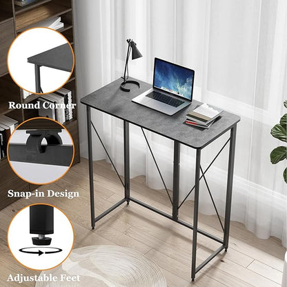 39.37" Folding Standing Desk, Small Laptop Stand Up Desk for Sitting or Standing, No Assembly Needed Folding Desk, Portable Standing Desk, Tall Foldable Desk for Home, Office, Small Spaces (Black)