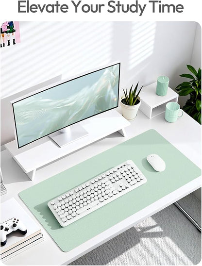 YSAGi Leather Desk Protector, Office Mat, Large Mouse Mat, Non-Slip PU Leather Blotter, Laptop Desk Mat, Waterproof Writing Pad for Office and Home(Pale Green, 63" x 17.2")