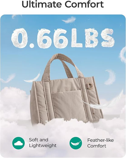 BAGSMART Boxy Tote Bag for Women, Crossbody Work Bag with Zipper | 3 Sizes Small Mini Tote Bag, Inner Tumbler Pocket Crush Bow Should Bag for Travel Work College