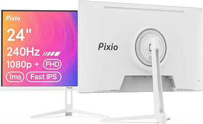 Pixio PX249 Wave White 24 inch 240Hz Refresh Rate FHD 1080p Resolution Fast IPS Panel 1ms GTG Response Time Built-in Speakers Gaming Monitor with Adaptive Sync