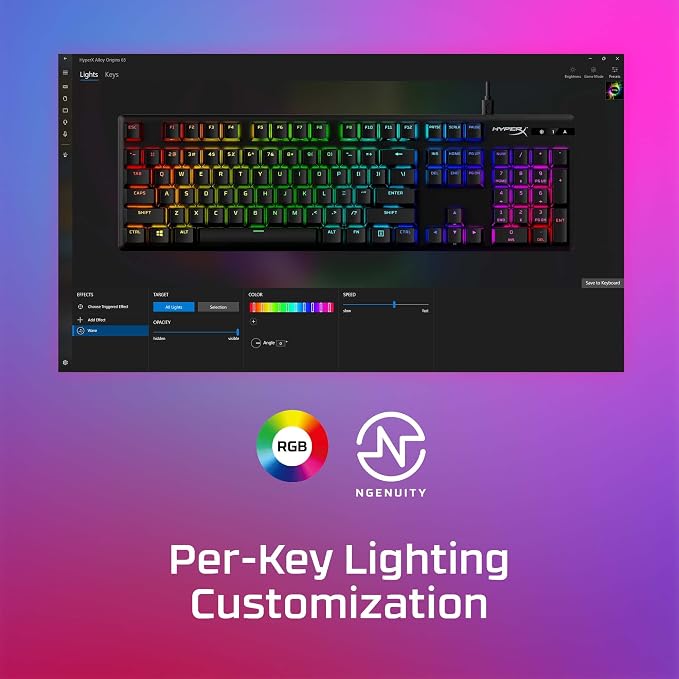 HyperX Alloy Origins PBT - Mechanical Gaming Keyboard, Keycaps, RGB Lighting, Compact, Aluminum Body, Adjustable Feet, Customizable with NGENUITY, Onboard Memory Clicky Switch, Black