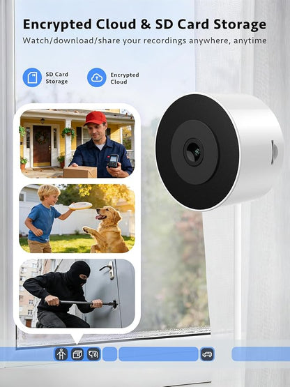 Septekon 2 Pack 2K Window Security Camera with No-Drill 18° Tilt Angle Mount, Dual-Band 2.4GHz & 5GHz WiFi, Indoor Camera for Outdoor Monitoring, Color Night Vision, AI Human Detection, White
