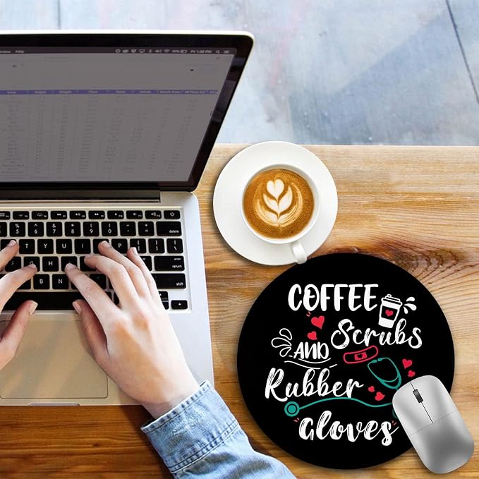 Funny Round Mouse Pad, Small Mousepad with Non-Slip Rubber Base, Stitched Edge Mouse Pads Mat for Desk Wireless Computer Mouse Office Laptop Home Gaming Men Women, 8.6 x 8.6 Inch