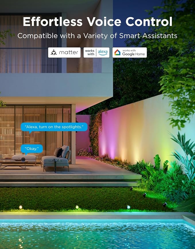 Govee Outdoor Spot Lights 2, IP67 Waterproof Spotlights, RGBWIC, 2 Pack | Landscape Lights Work with Matter, Alexa, and Google Assistant, Color Changing Ourdoor Light for Patio, Yard, Garden