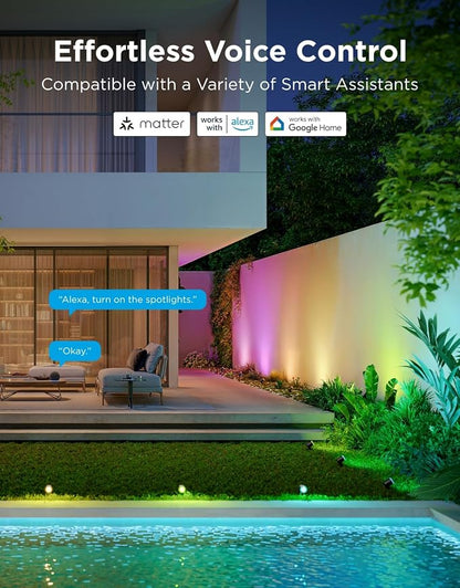 Govee Outdoor Spot Lights 2, IP67 Waterproof Spotlights, RGBWIC, 2 Pack | Landscape Lights Work with Matter, Alexa, and Google Assistant, Color Changing Ourdoor Light for Patio, Yard, Garden