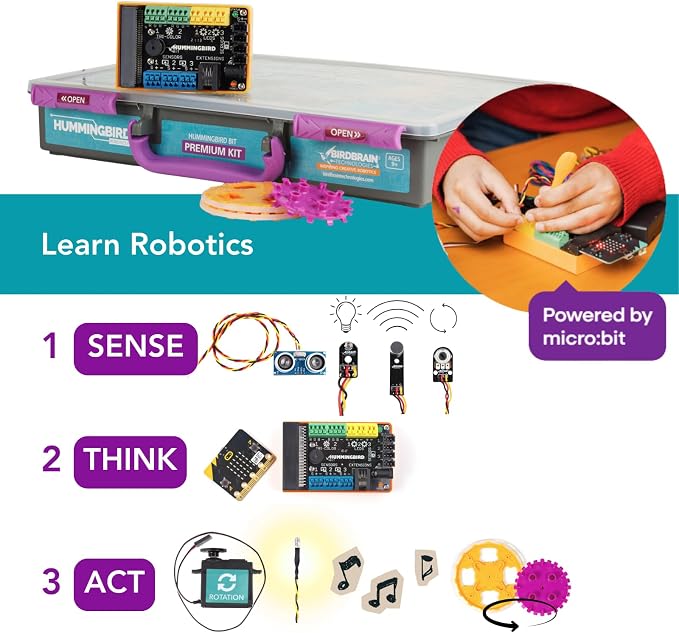 BirdBrain Technologies Hummingbird Robotics Starter Flock | Create unlimited robot designs, Teach coding and engineering with educational student lessons, Powered by micro:bit