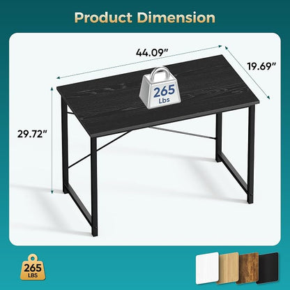OLIXIS 44 Inch Computer Office Desk for Small Spaces, Writing Gaming Work Desk Modern Study Table with Metal Frame Home Bedroom, Black | Metal Frame, Writing Gaming Work, Home Bedroom, Easy Assembly, Sturdy Design, Black