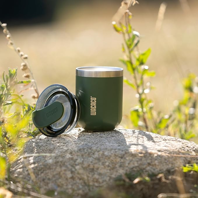 WACACO Octaroma Classico Vacuum Insulated Coffee Mug, Double-wall Stainless Steel Travel Tumbler With Drinking Lid, 6 fl oz (180ml), Pomona Green