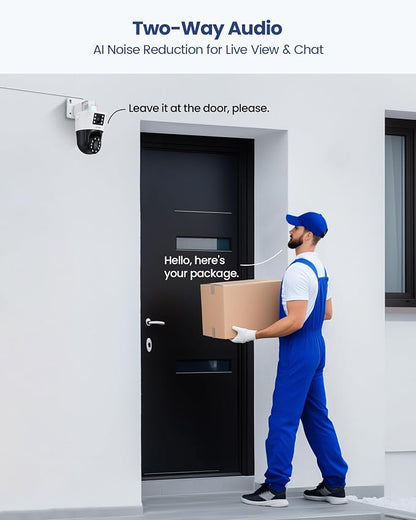 ZOSI 4K 8MP Dual-Lens Add-on PoE Security Camera Outdoor, 360° Pan Tilt IP Camera (4MP+4MP), Human Vehicle Detection, Color Night Vision, Human Tracking, Two-Way Audio, Works with Our PoE NVR Only