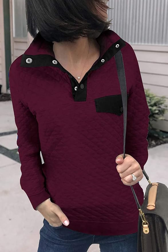 BTFBM Women Fashion Quilted Pattern Lightweight Zipper Long Sleeve Plain Casual Ladies Sweatshirts Pullovers Shirts Tops