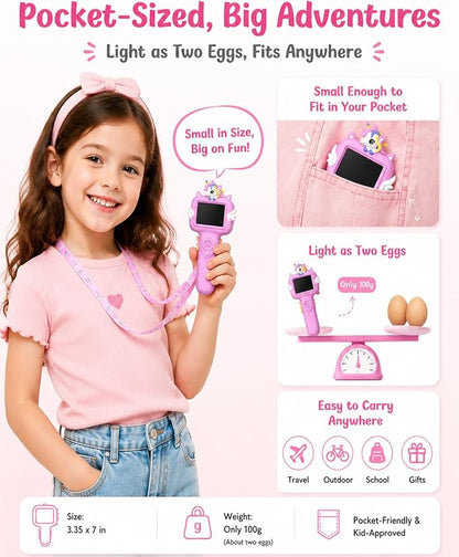 Outdoor Portable Kids Microscope: 100g Lightweight Pocket Design with One-Hand Grip for Travel – 3.5H Rechargeable Battery & 6 LEDs for Anytime Exploration – 1s Quick Auto Focus