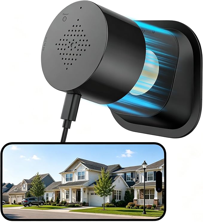 Septekon 2K Window Security Camera with No-Drill 18° Tilt Angle Mount, Dual-Band 2.4GHz & 5GHz WiFi, Indoor Camera for Outdoor Monitoring, Color Night Vision, AI Human Detection, Black