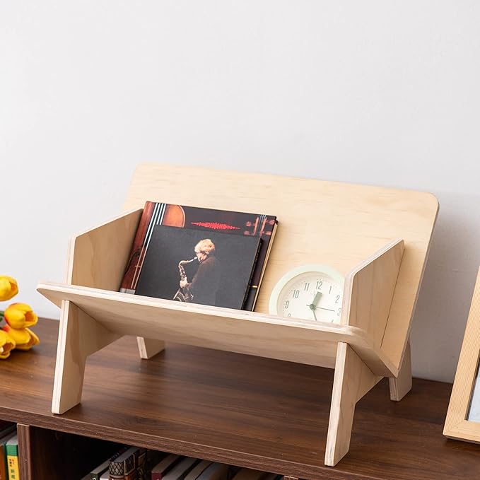 Wooden Tilted Tabletop Bookshelf， Kids Bookcase， Rustic Desktop Storage Organizer Display Bookshelf， Wooden Tabletop Tilted Bookcases for Books， CDs