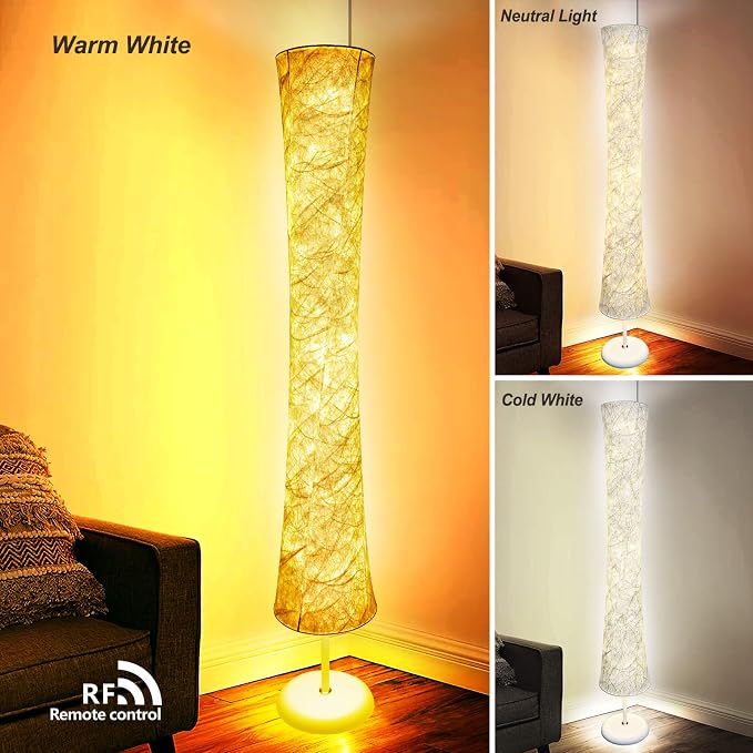 WORLD WIN Floor Lamp, 61'' Smart RGB LED Corner Lamp with Music Sync and 16 Million DIY Colors, 3 Color Temperature, APP & Remote Control, Color Changing Standing Floor Lamp with Stand