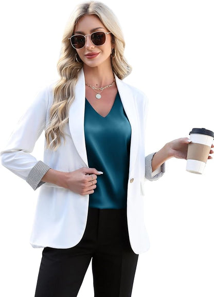 WIHOLL Womens Satin Summer Tops Cap Short Sleeve Blouses V Neck Shirts Business Casual Outfits Fashion Clothing 2026