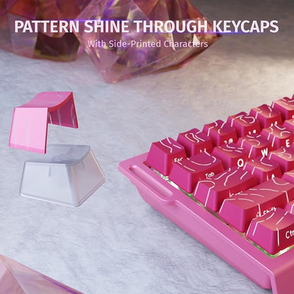 ATTACK SHARK X68HE RT Mechanical Gaming Keyboard 60% Wired TKL-Rose Contour | Adjustable Actuation,Hall Effect Magnetic Switch,8KHz Polling Rate,RGB Backlit,Top Mount,Side Printed Keycap for PC Mac Gamer