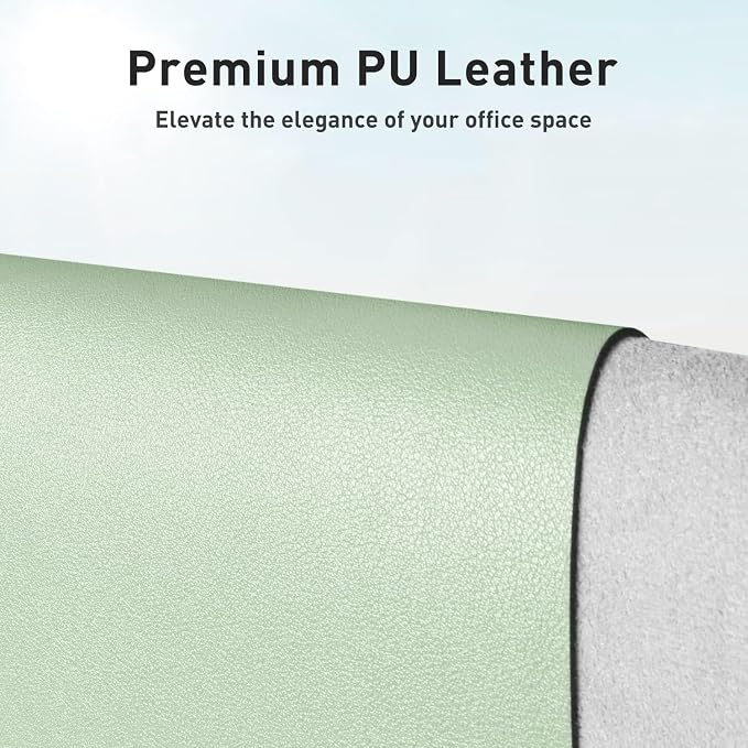 Aothia Large PU Leather Desk Pad Protector – Non-Slip Mouse Pad & Writing Mat for Office/Home, Waterproof, Easy to Clean (31.5" x 15.7", Aqua)