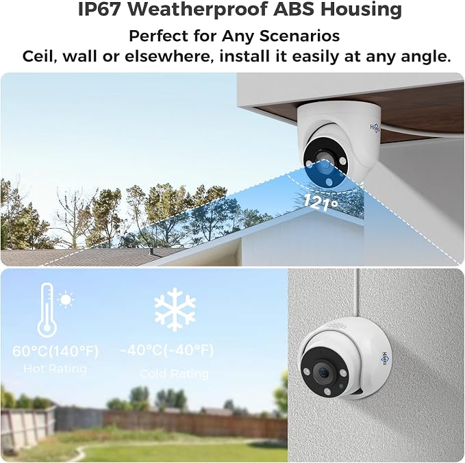 Hiseeu 12 Channel Wired Security Camera System with Smart Dual Light | Audio,Person/Vehicle Detection,121°Wide View,5MP DVR,12PCS 5MP IP67 Outdoor CCTV Cameras,3TB HDD for 24/7 Surveillance