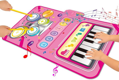 Toys for 1 Year Old Girl Gift,2 in 1 Piano Mat Montessori Toys for 1 2 Year Old Girl,Educational Musical Toy First Birthday Gifts for 1 2 3 Year Olds Girls,Christmas Stocking Stuffers for Toddler