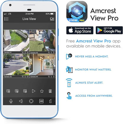 Amcrest 5MP AI Turret IP PoE Camera w/ 49ft Nightvision, Security IP Camera Outdoor, Built-in Microphone, Human & Vehicle Detection, Active Deterrent, 129° FOV, 5MP@20fps IP5M-T1277EW-AI