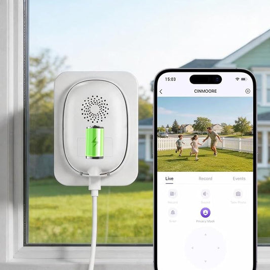 2.5K Window Security Camera – No Drill Anti-Glare, Free AI Human/Vehicle/Pet Detection, 5000mAh Battery & Wired, Indoor to Outdoor, Face Recognition, 24/7 Recording