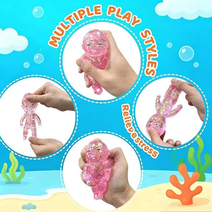 Shiny Baby Doll Soft Rubber Stress Relief Toy – Glowing Stress Ball – Cute Maltose Doll – Stress Relief Toy for Teens and Adults; Party Gift; Soft Toy for Anxiety Relief (Pink)
