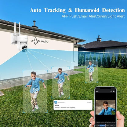 (2026 Update) 5MP PT Wireless Security Camera System with AI Human Tracking, Dual-Band 2.4G&5G WiFi, 130° Wide Angle, 2-Way Audio, No Monthly Fee, Outdoor Home Security Kit