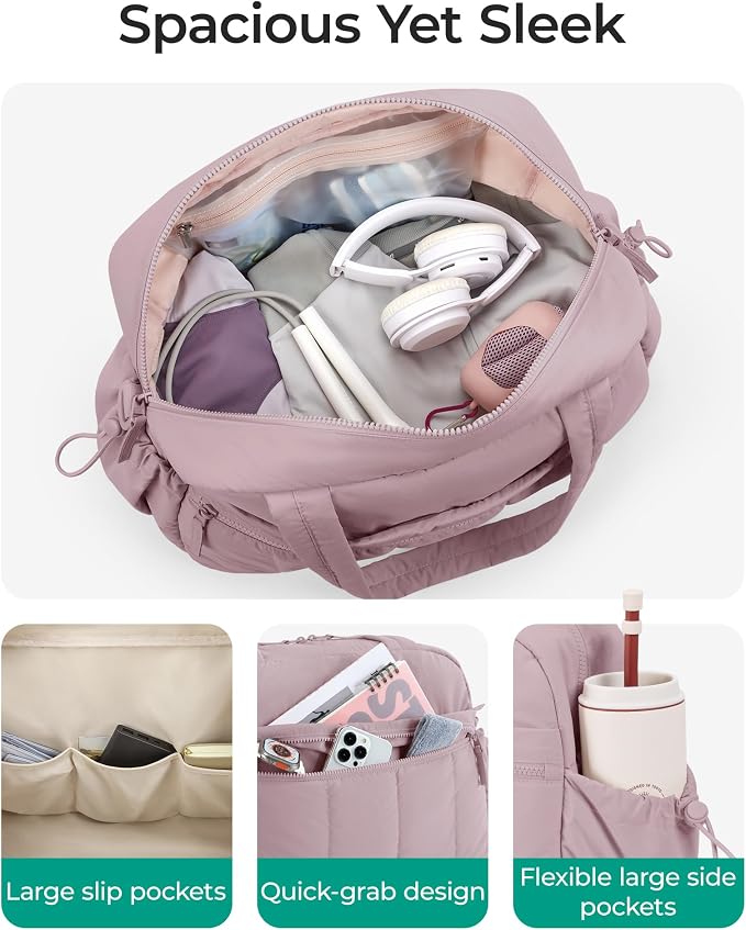 BAGSMART Duffle Bag for Travel, Gym Bag for Women, Weekender Carry on Bag | PVC Wet Pocket, Airline Approved Personal Carry-on Size, Fits Under-seat, One Bag for Gym, Travel, Hospital, Overnight