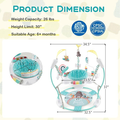 BABY JOY Baby Jumpers and Bouncers, Infant Activity Center with Music Lights Sounds, 360° Rotating Seat and 3 Adjustable Heights, Baby Play and Learning Center for 6-12 Months