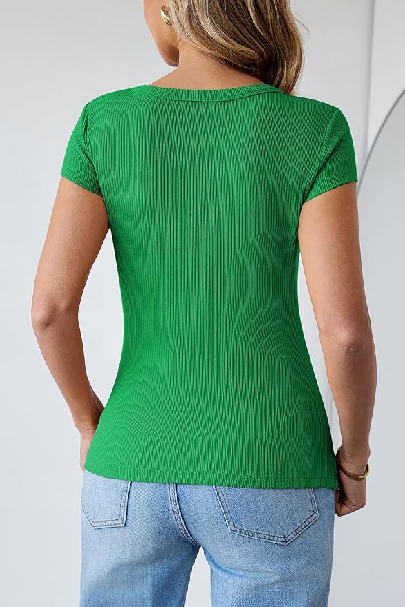 Pink Queen Sexy Tops for Women Cutout Keyhole Neck Cap Sleeve Shirts Casual Summer Clothes 2026 Fashion