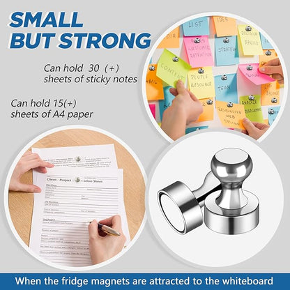 LOVIMAG Fridge Magnets 25Pcs, Magnet for Refrigerator Whiteboard, Silver | Small Strong Neodymium Metal Cute Push Pin for Classroom, Kitchen, Accessories Decorative, Office, Calendar