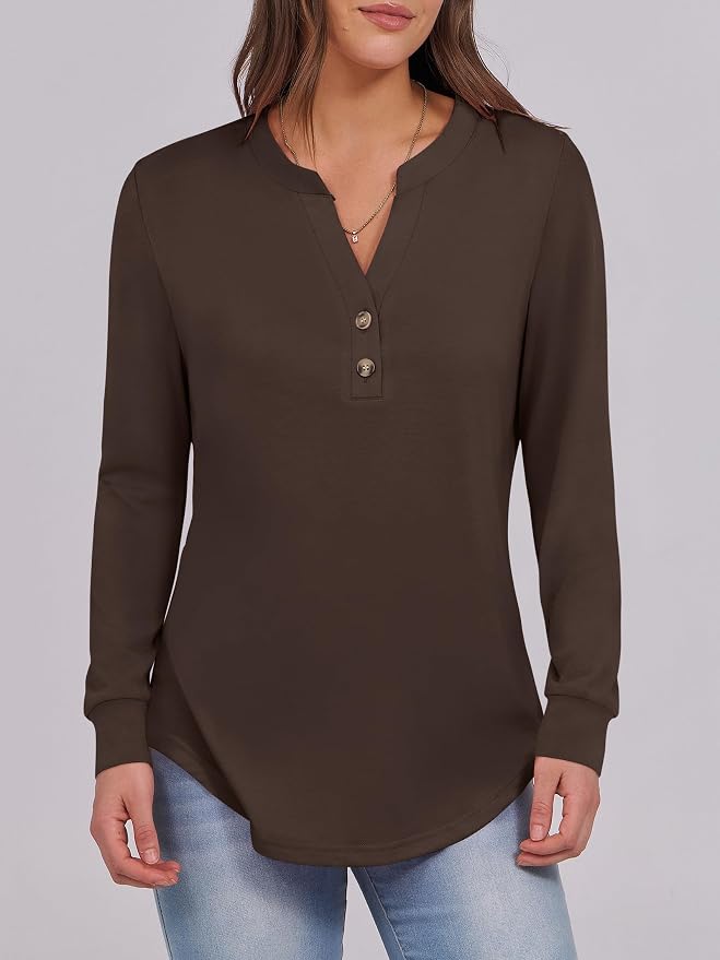 ANRABESS Women's Long Sleeve Shirts 2026 Spring Fashion Dressy Casual Tops Trendy Henley Blouses Cute Work Outfits Clothes